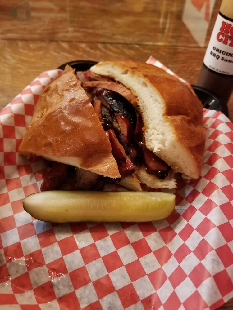 Tri Tip and Hot Link Sausage Sandwich